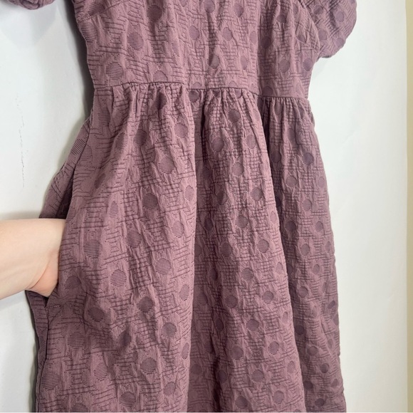 Madewell Floral Quilted Puff-Sleeve Mini Dress in Fig Purple Size Small NWT - Picture 7 of 14